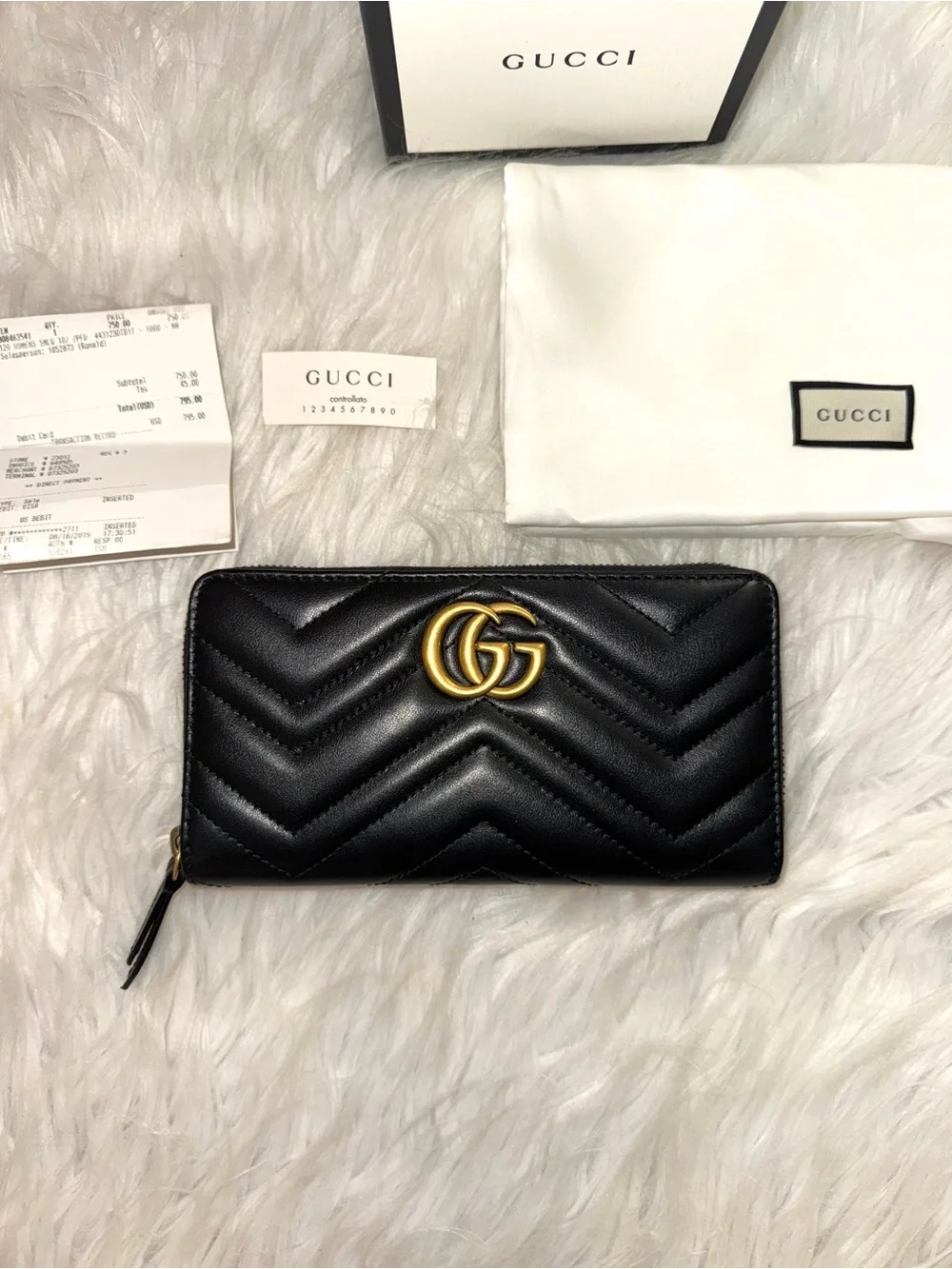 Gucci GG Marmont Black Quilted Leather Zip Wallet - Picture 7 of 10